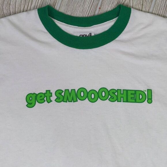 Vintage Anvil Men’s Small Get Smooshed White Short Sleeve Ringer T-Shirt - Picture 2 of 6